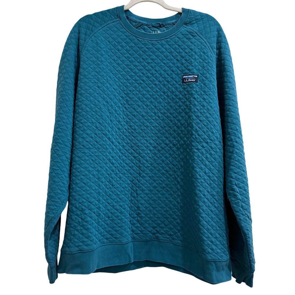 L.L. Bean Teal Traditional Fit Quilted Sweater Crewneck Size XL Layers Casual